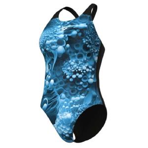 Купальник жіночий BLUE FLOWERS SWIMSUIT V BACK