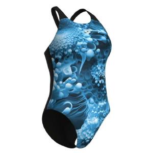 Купальник жіночий BLUE FLOWERS SWIMSUIT V BACK